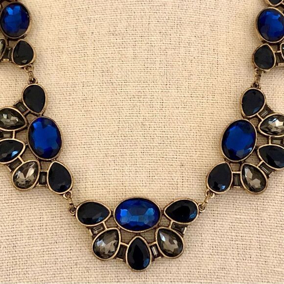 J.Crew | Royal Blue and Grey Pendant Necklace | 18” Adjustable - Picture 2 of 4